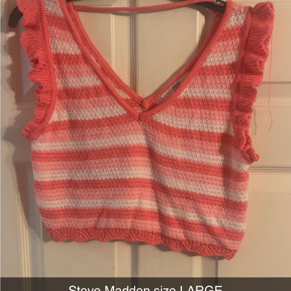 Steve Madden Women's Pink Striped Top